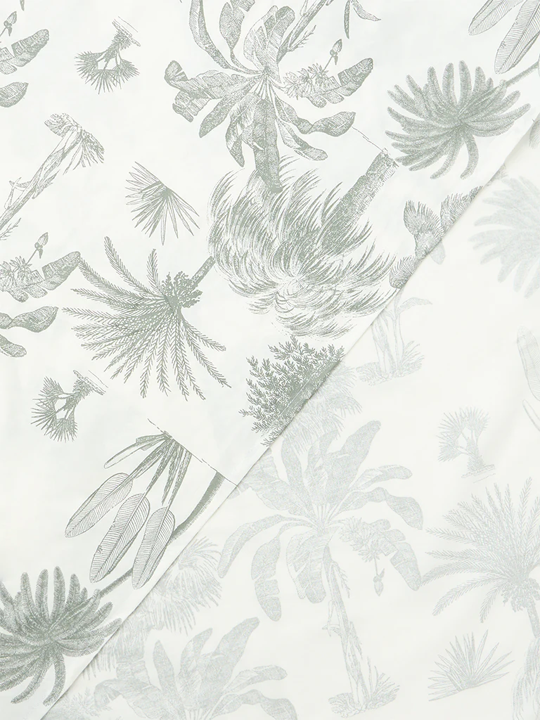 Westside Home Green Palm Tree Printed Queen Bed Sheet Set - Image 4