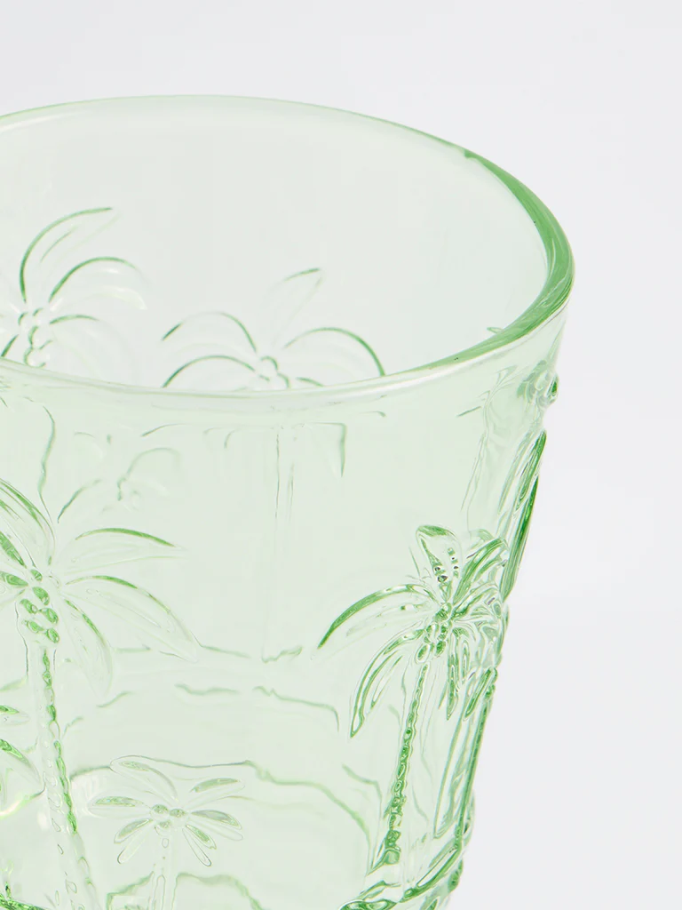 Westside Home Green Palm Tree Textured Wine Glass - Image 3