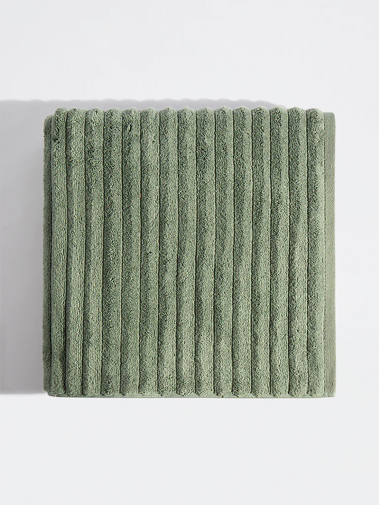 Westside Home Green Self-Striped Bath Sheet - Image 2