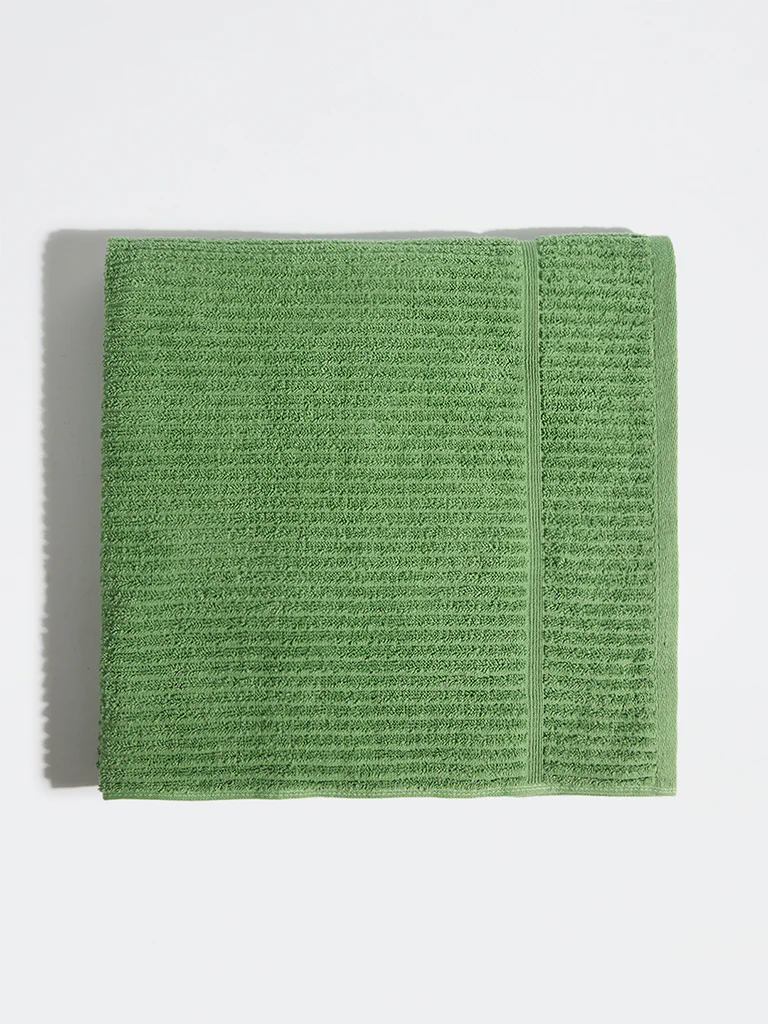 Westside Home Green Self-Striped Bath Towel - Image 2