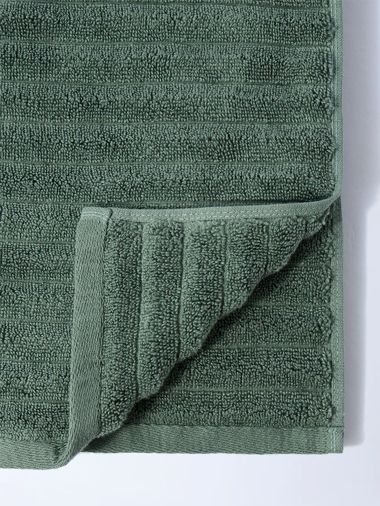 Westside Home Green Self-Striped Hand Towel - Image 3
