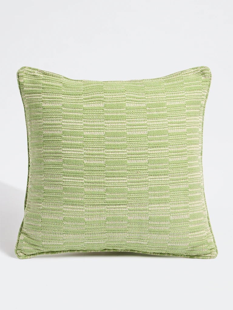 Westside Home Green Stripe-Textured Cushion Cover - Image 2