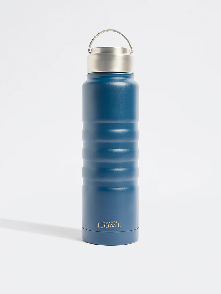 Westside Home Indigo Ribbed Water Bottle