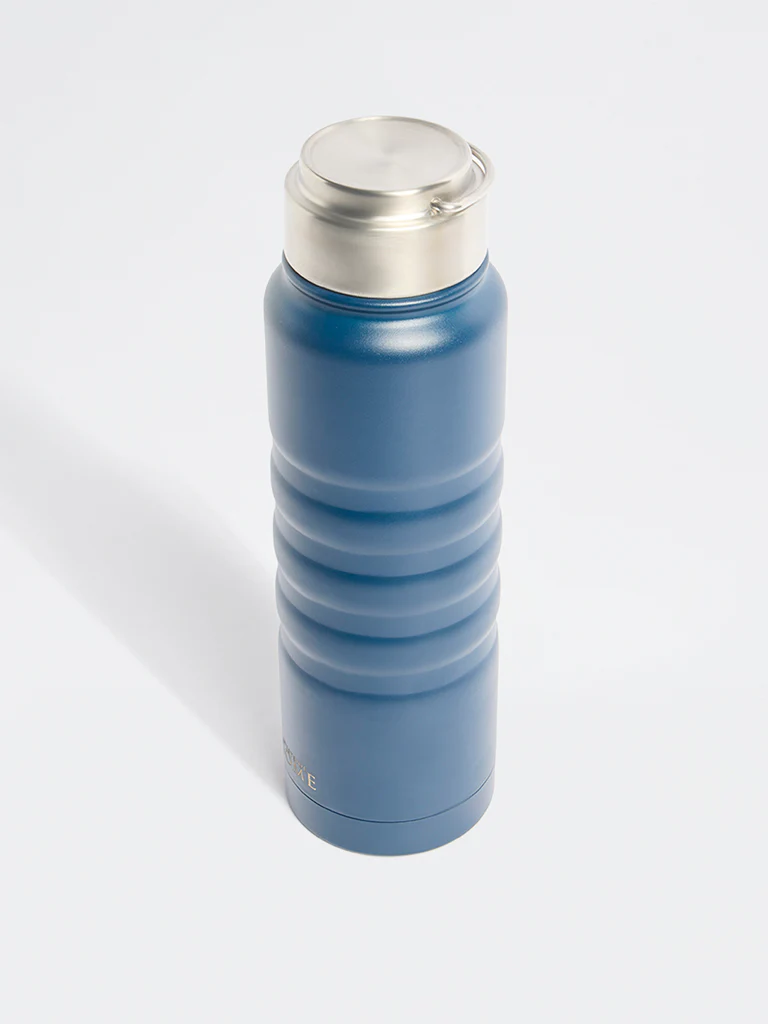 Westside Home Indigo Ribbed Water Bottle - Image 2