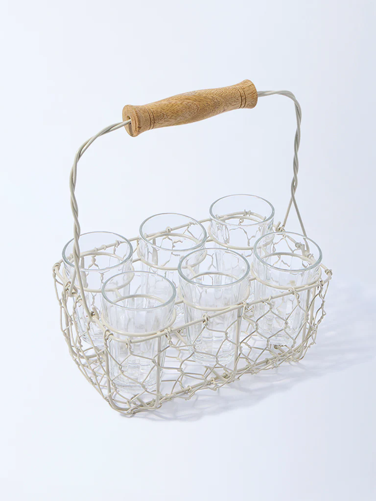 Westside Home Ivory Chai Caddy with Six Glasses - Image 2