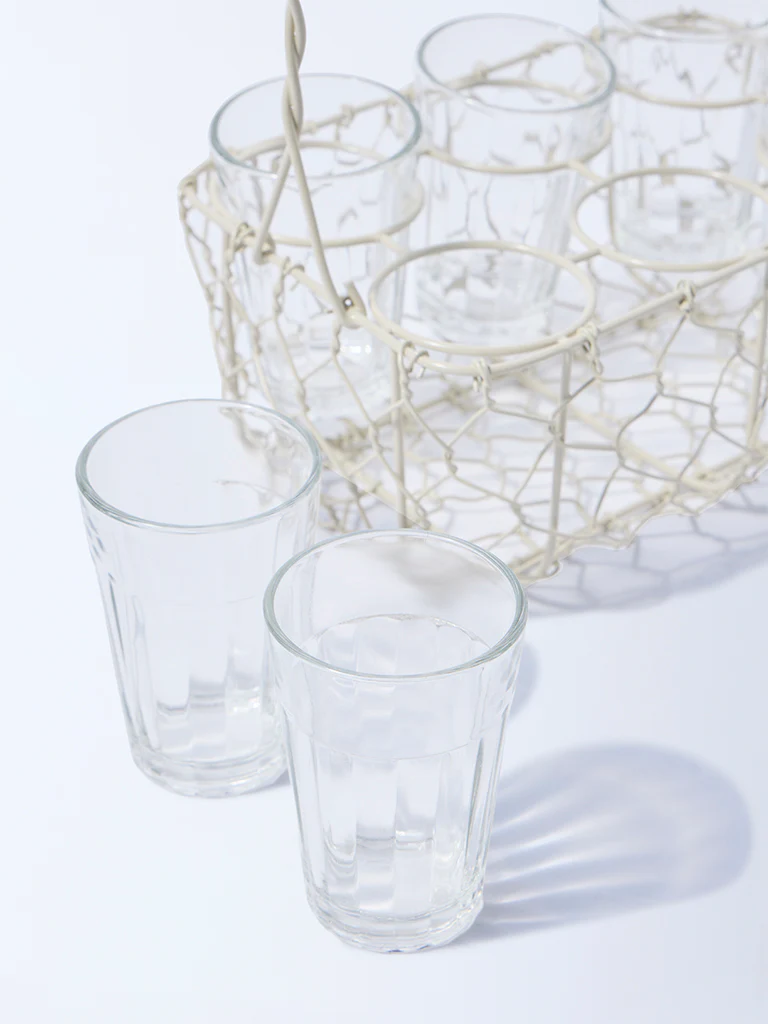 Westside Home Ivory Chai Caddy with Six Glasses - Image 3