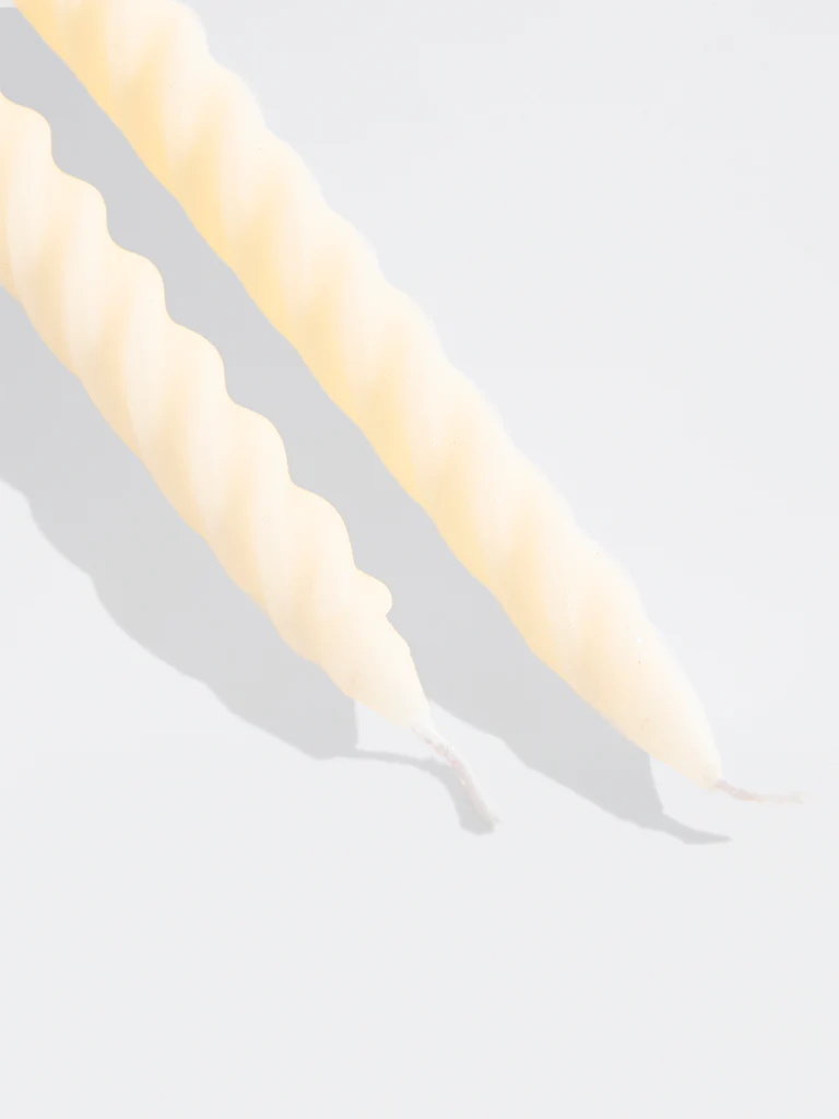 Westside Home Ivory Twisted Tapered Candles (Set of 2) - Image 3