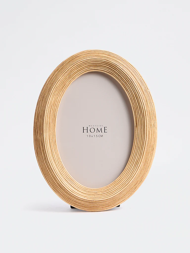 Westside Home Light Beige Textured Oval Photo Frame - Image 2