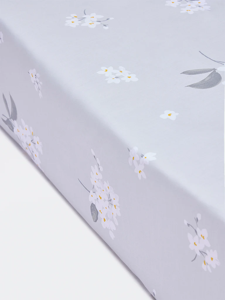 Westside Home Light Blue Floral King Bed Sheet Set - Image 2