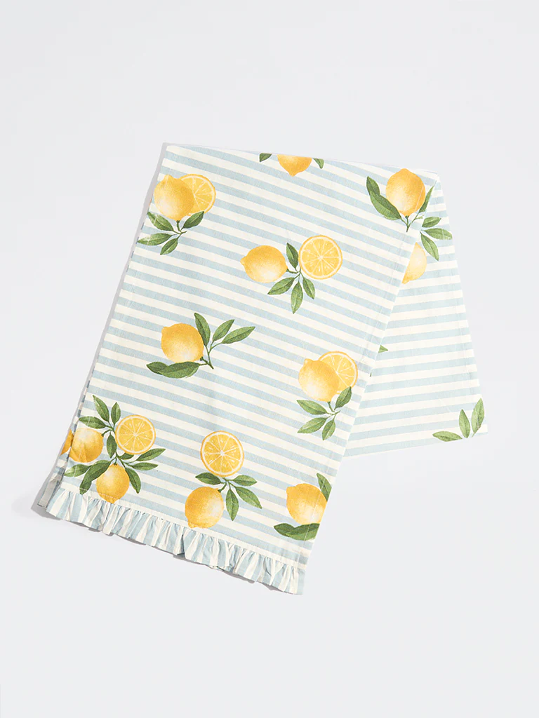 Westside Home Light Blue Lemon Design Table Runner - Image 2