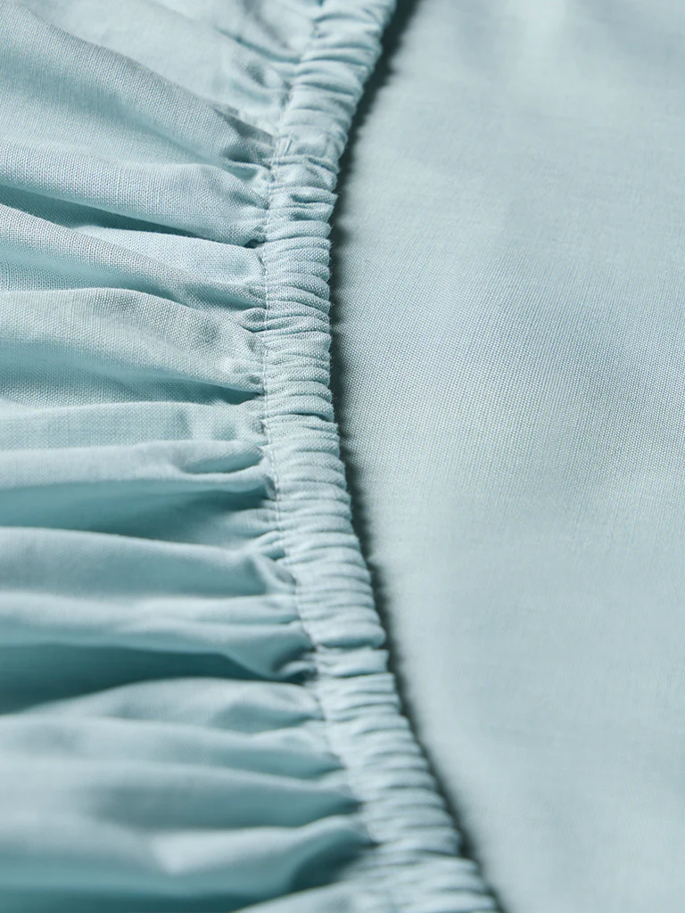 Westside Home Light Blue Solid Queen Bed Sheet Set - Image 3