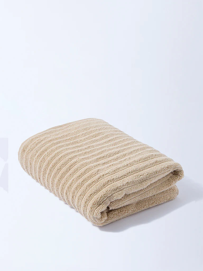 Westside Home Light Brown Self-Striped Bath Sheet - Image 2