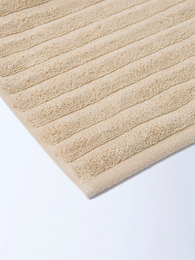 Westside Home Light Brown Self-Striped Bath Sheet - Image 3