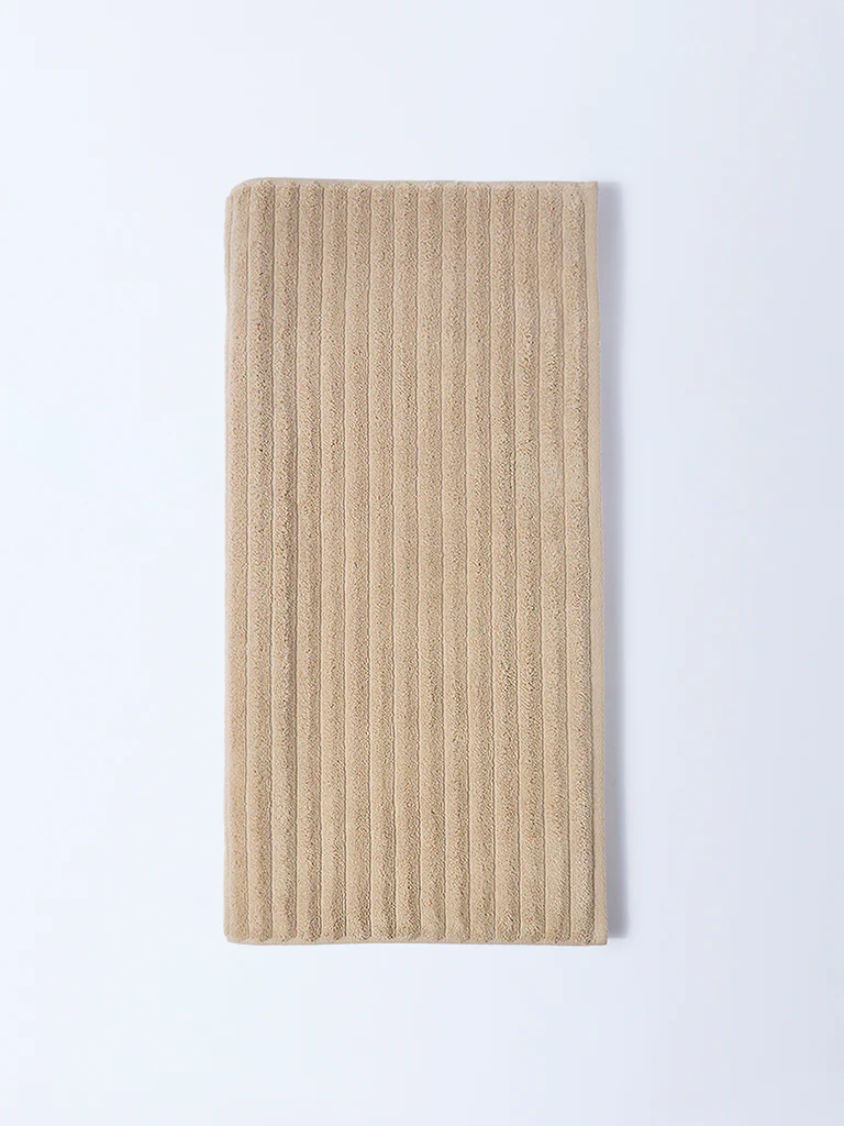 Westside Home Light Brown Self-Striped Bath Towel