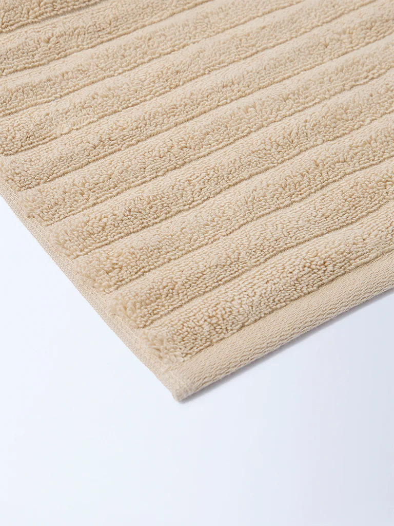 Westside Home Light Brown Self-Striped Bath Towel - Image 3