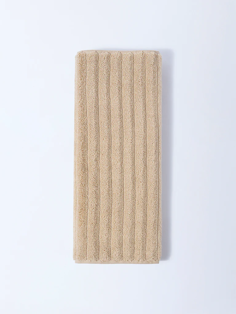Westside Home Light Brown Self-Striped Hand Towel