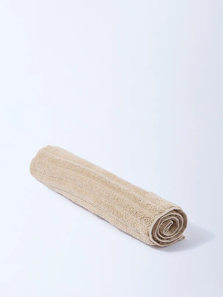 Westside Home Light Brown Self-Striped Hand Towel - Image 2