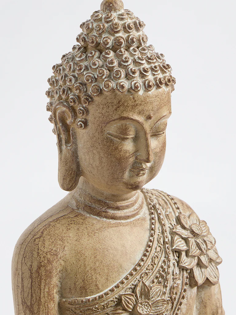 Westside Home Light Taupe Resin Buddha with Boat Decorative Object - Image 4