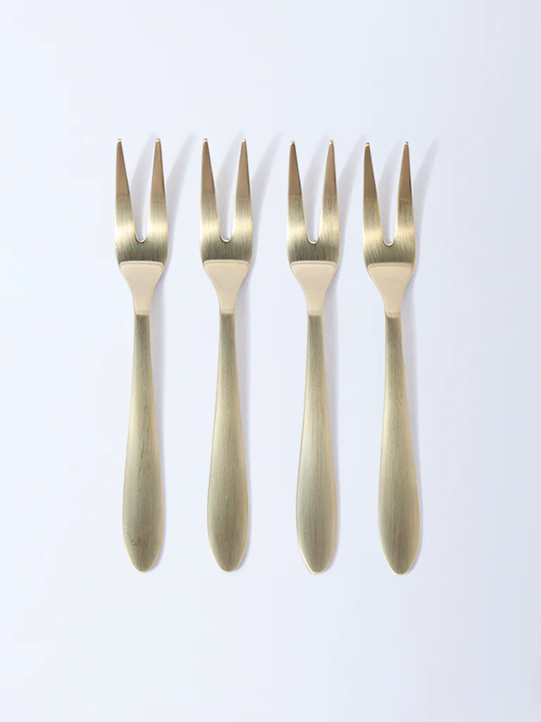Westside Home Matte Gold Fruit Fork (Set of 4)