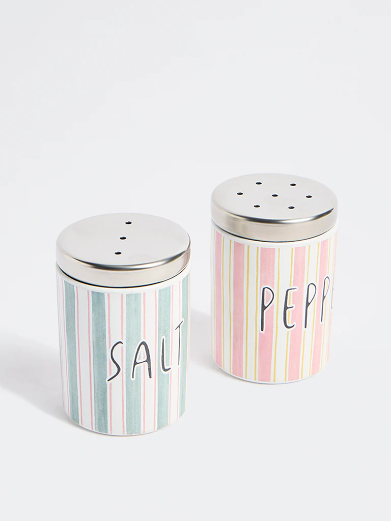 Westside Home Multicolor Striped Salt and Pepper Canisters (Set of 2) - Image 2