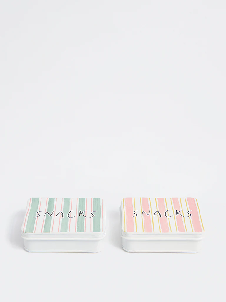 Westside Home Multicolor Striped Snacks Box (Set of 2)