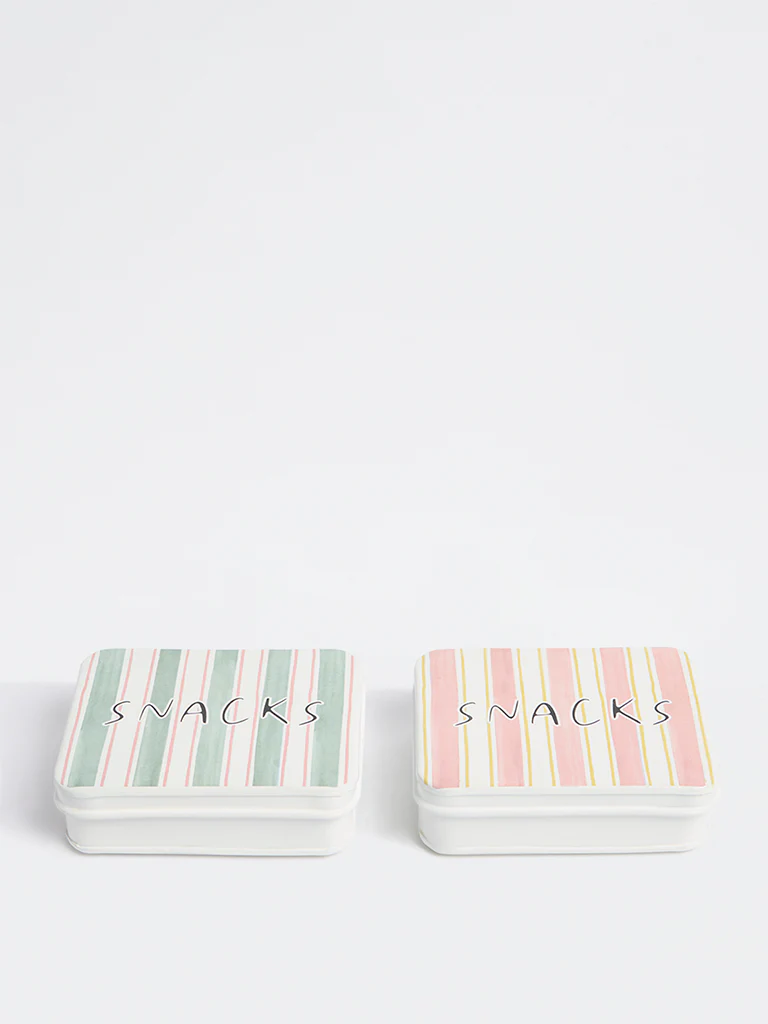Westside Home Multicolor Striped Snacks Box (Set of 2) - Image 2