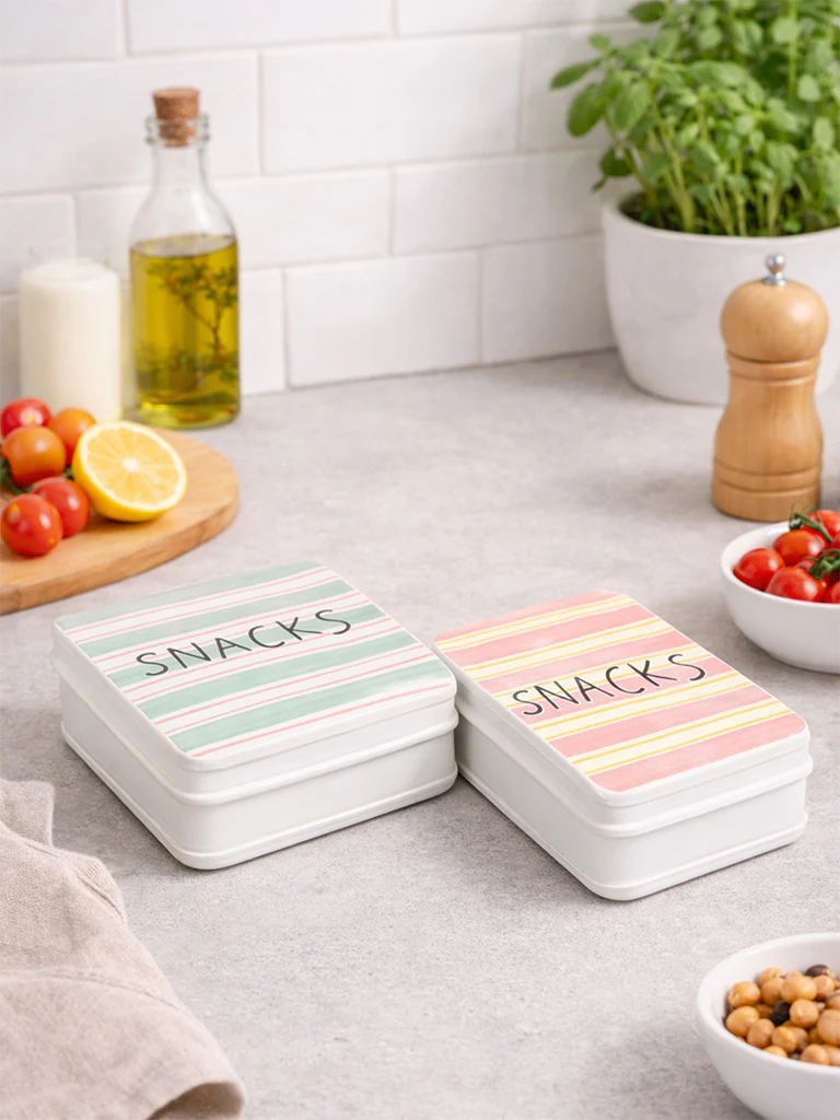Westside Home Multicolor Striped Snacks Box (Set of 2) - Image 5