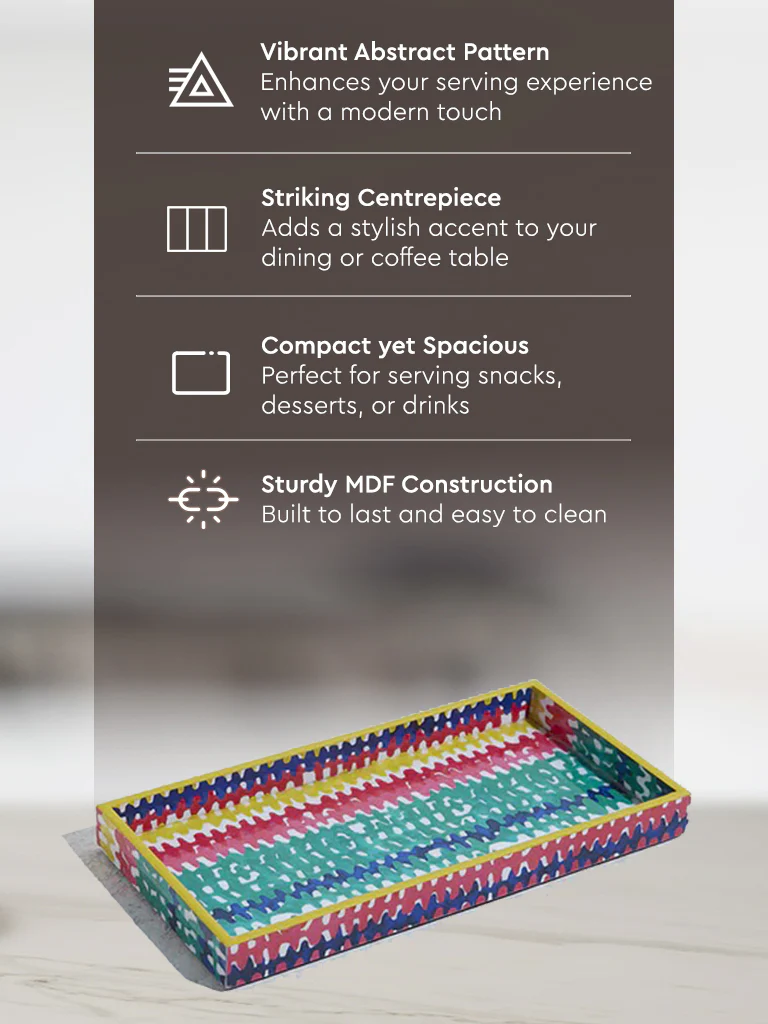 Westside Home Multicolour Abstract Design Rectangular Serving Tray-Small - Image 5