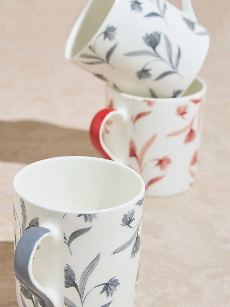 Westside Home Multicolour Floral Design Mugs (Set of 4) - Image 2