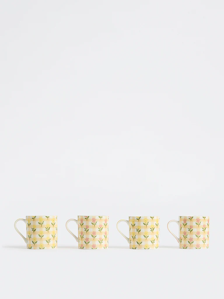 Westside Home Multicolour Floral Pattern Mugs (Set of 4)