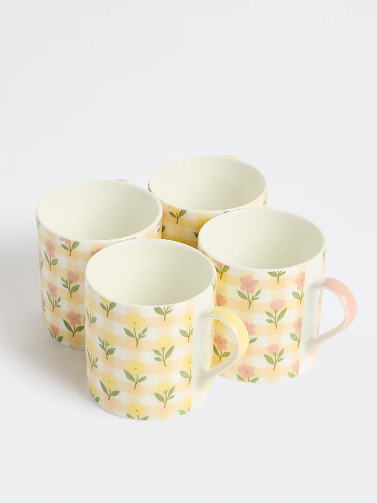 Westside Home Multicolour Floral Pattern Mugs (Set of 4) - Image 3