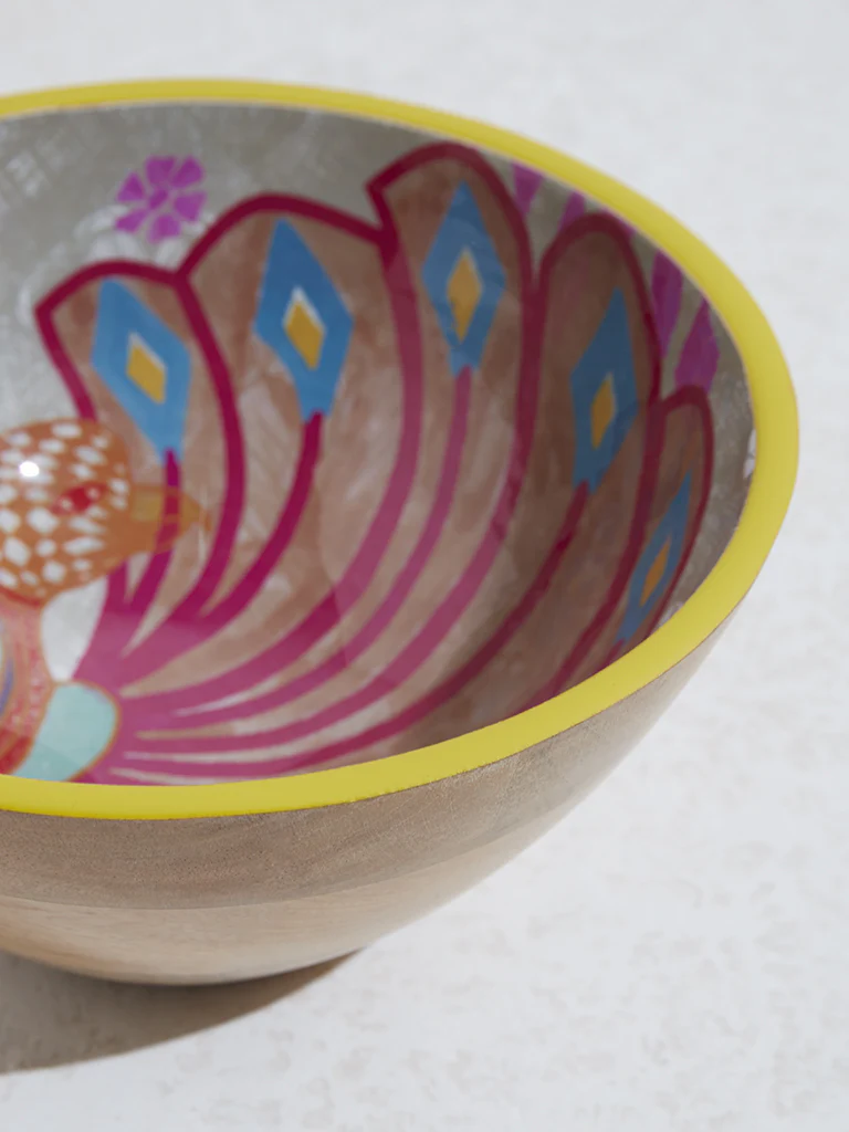 Westside Home Multicolour Printed Large Wooden Bowl - Image 2