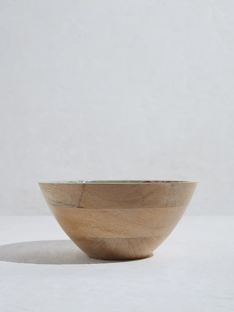 Westside Home Multicolour Printed Large Wooden Bowl - Image 3