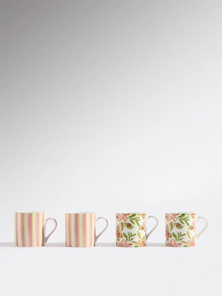 Westside Home Multicolour Printed Mugs (Set of 4)