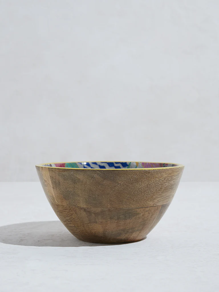 Westside Home Multicolour Printed Small Wooden Bowl - Image 2