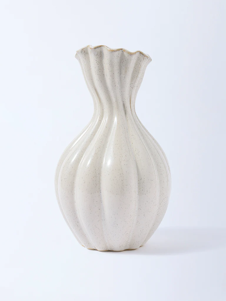 Westside Home Off-White Abstract Ceramic Vase