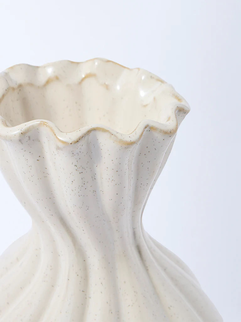 Westside Home Off-White Abstract Ceramic Vase - Image 3