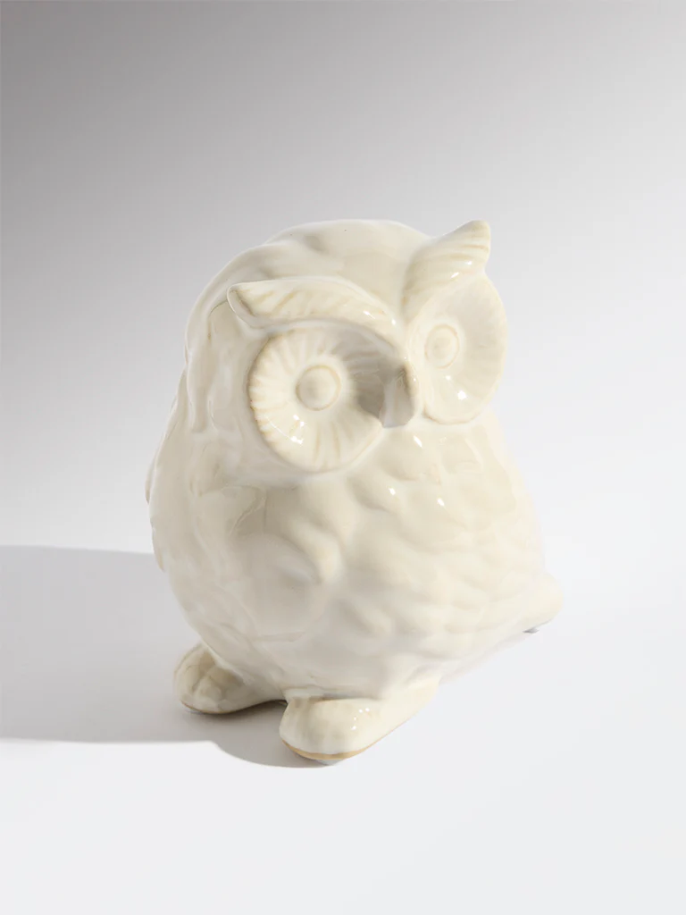 Westside Home Off-White Ceramic Owl Decorative Object - Image 2