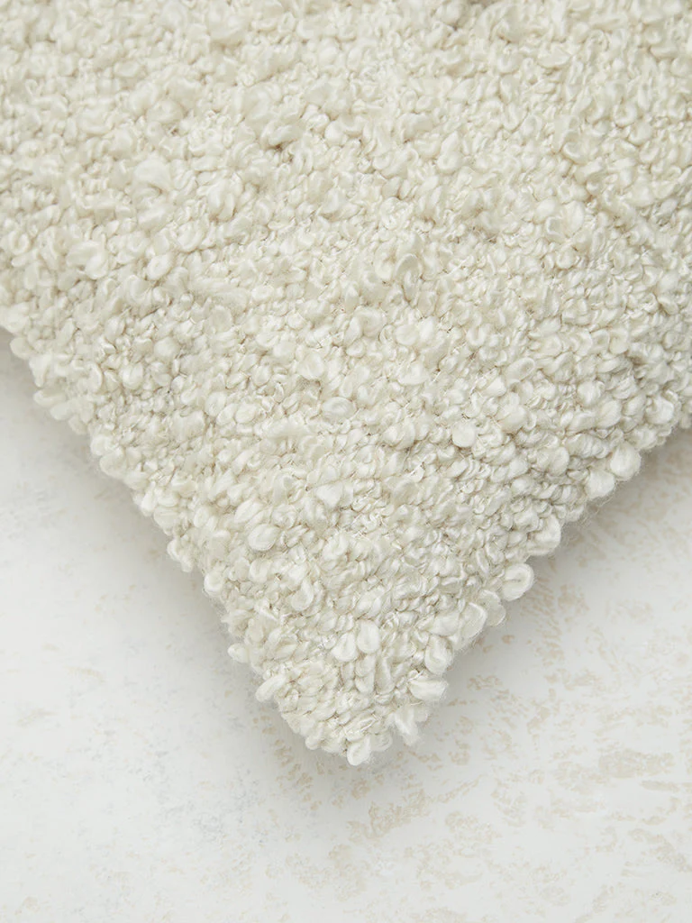 Westside Home Off-White Fleece Cushion Cover - Image 3