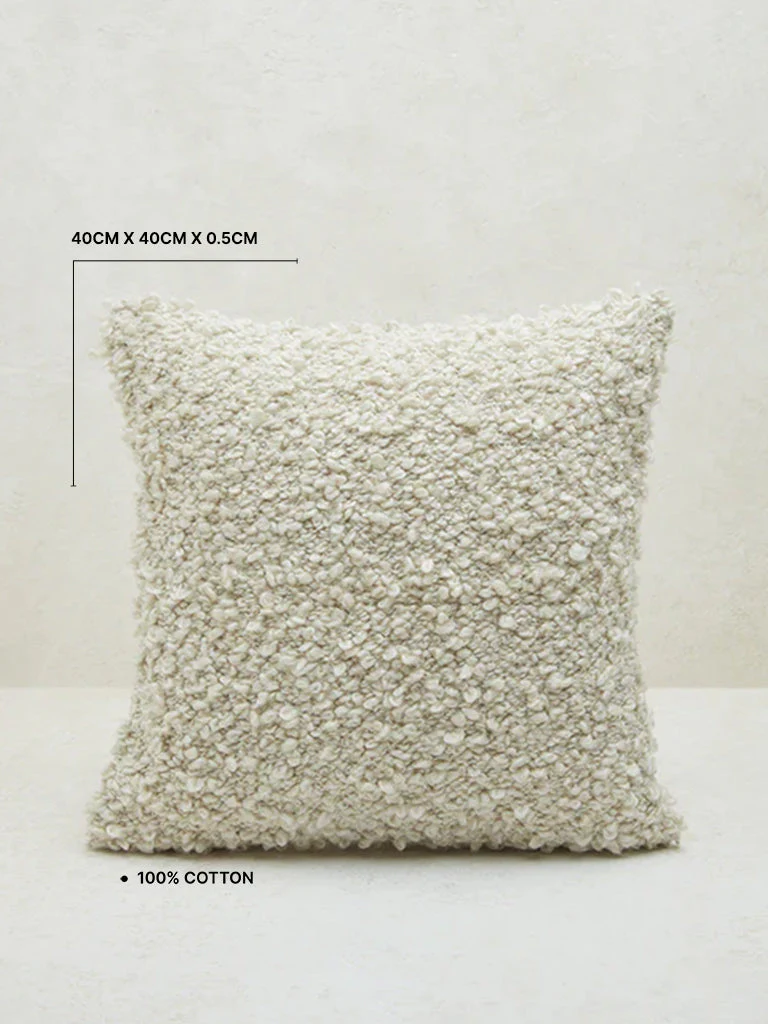 Westside Home Off-White Fleece Cushion Cover - Image 4