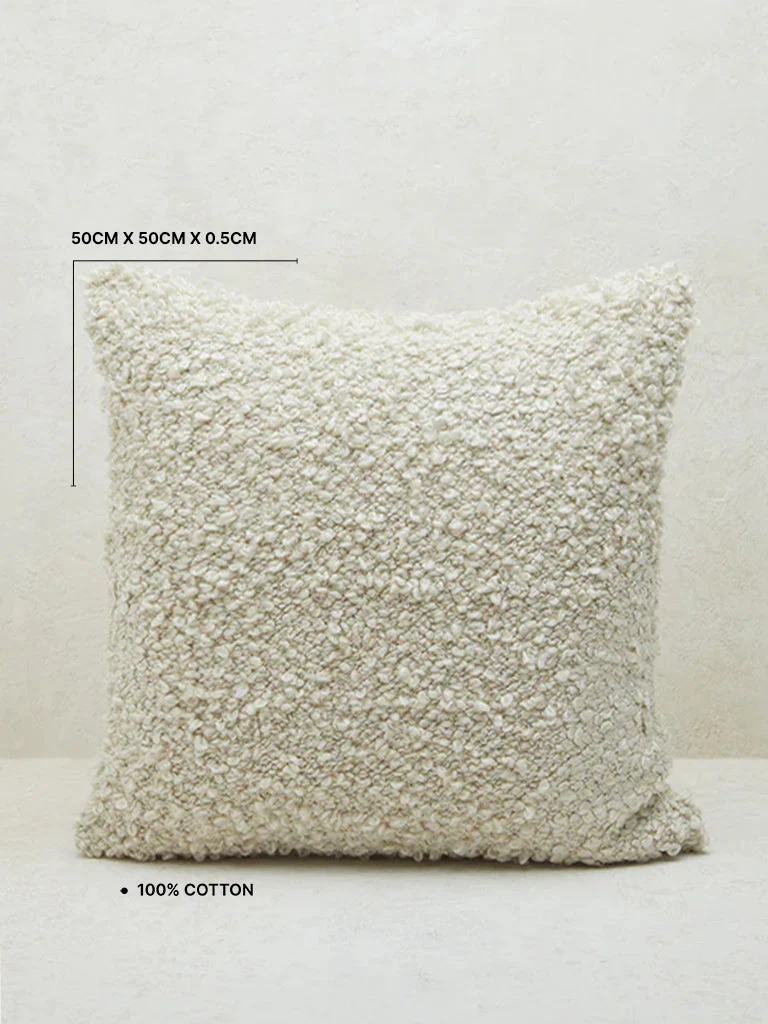 Westside Home Off-White Fleece Large Cushion Cover - Image 4