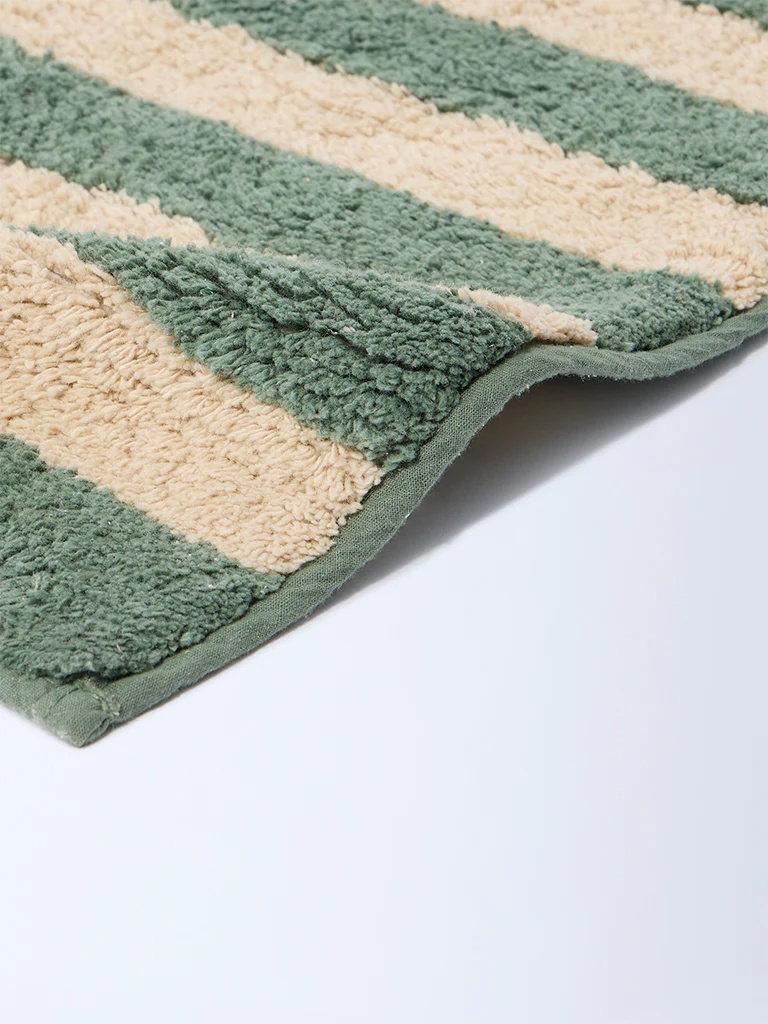 Westside Home Olive Stripe Pattern Bath Mat - Image 2