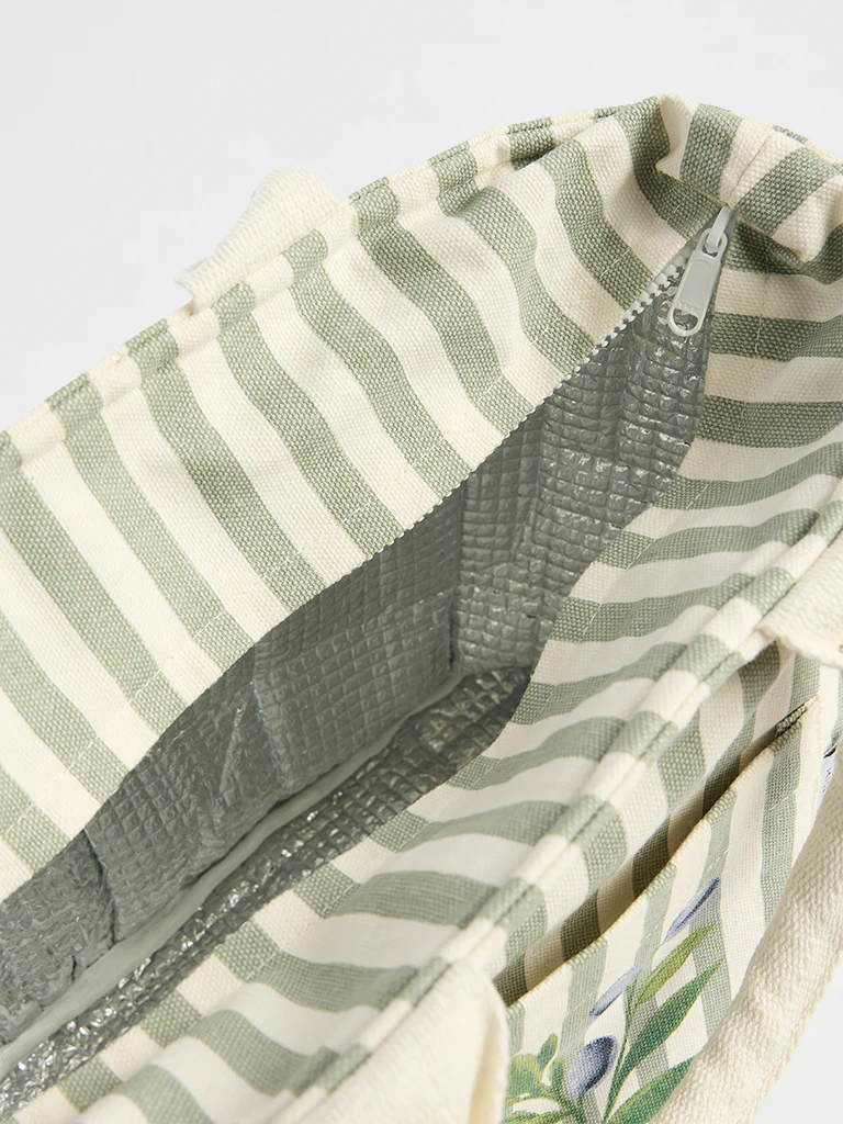 Westside Home Olive Stripe Pattern Lunch Bag - Image 3