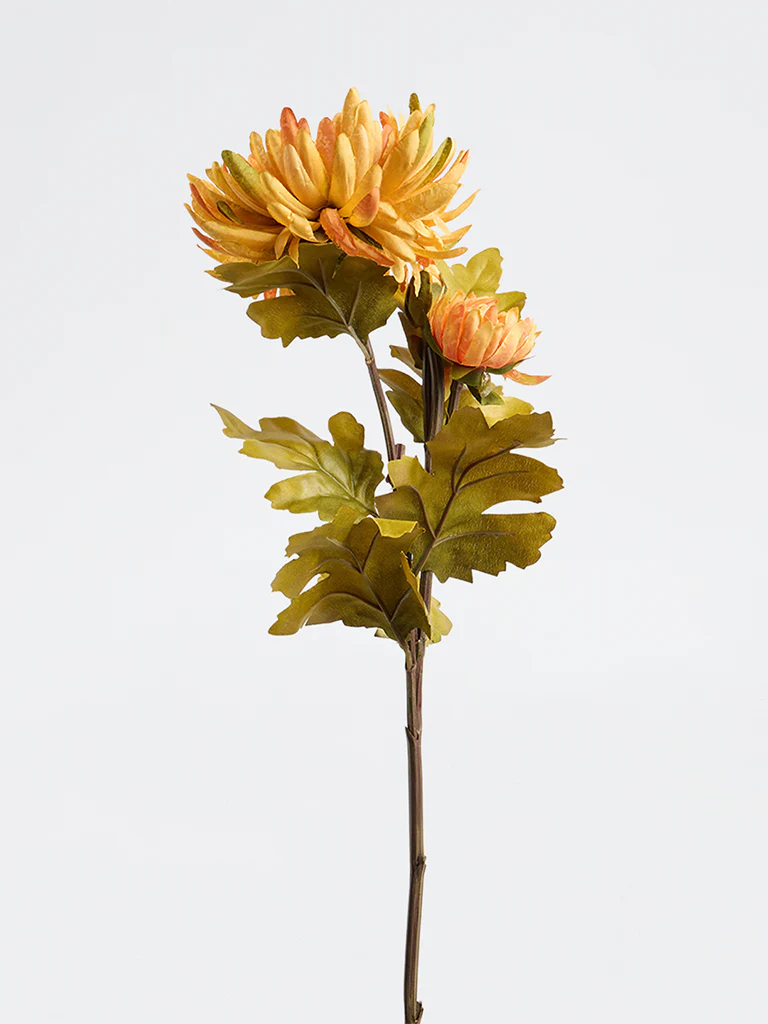 Westside Home Orange Artificial Chrysanthemum Flower Stem - Image 2