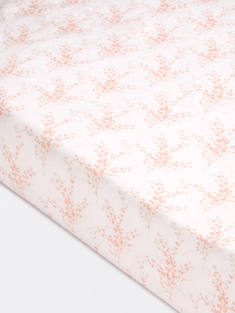 Westside Home Orange Botanical Design Queen Bed Sheet Set - Image 2