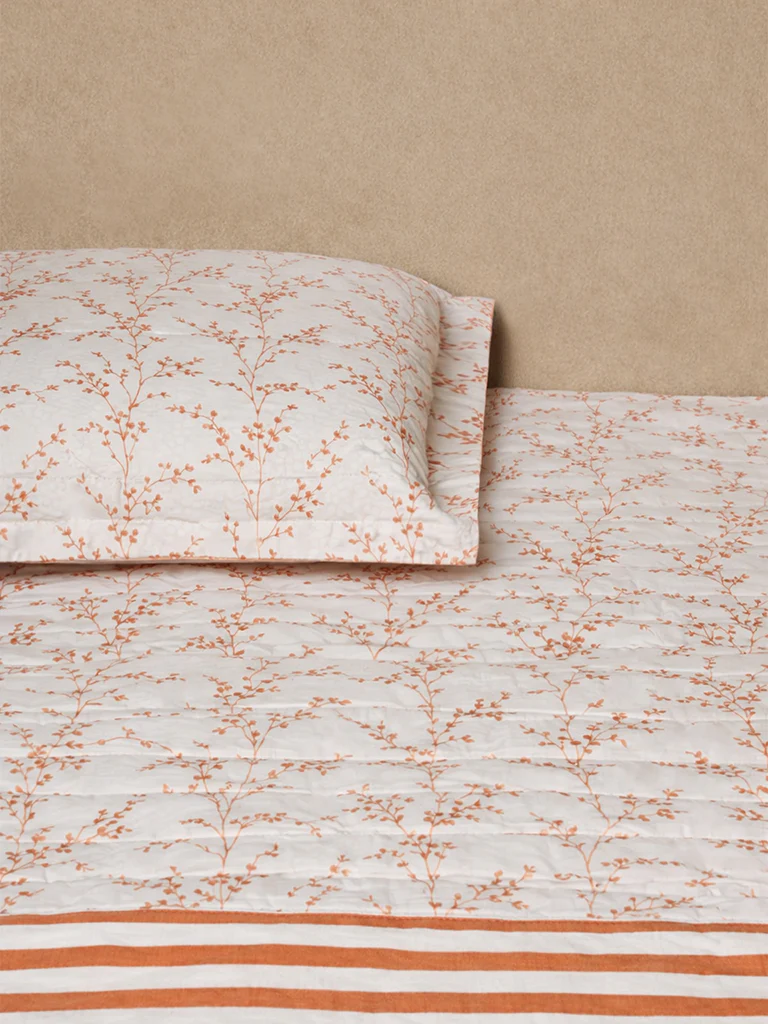 Westside Home Orange Botanical Design Reversible Single Bed Comforter