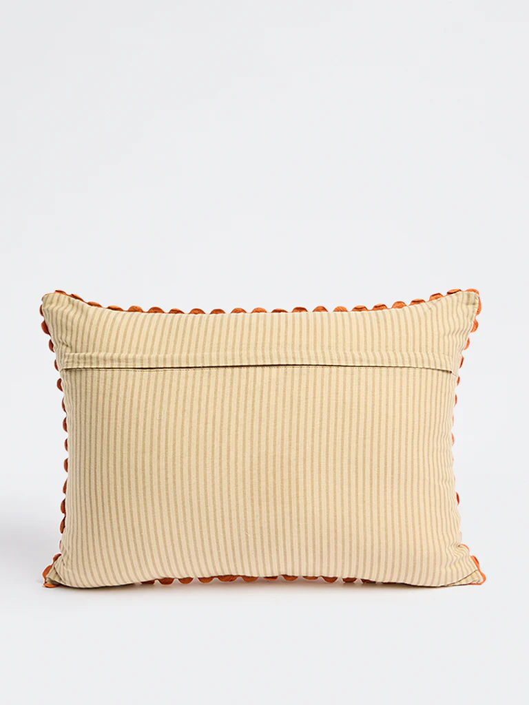Westside Home Orange Floral Design Cushion Cover - Image 2