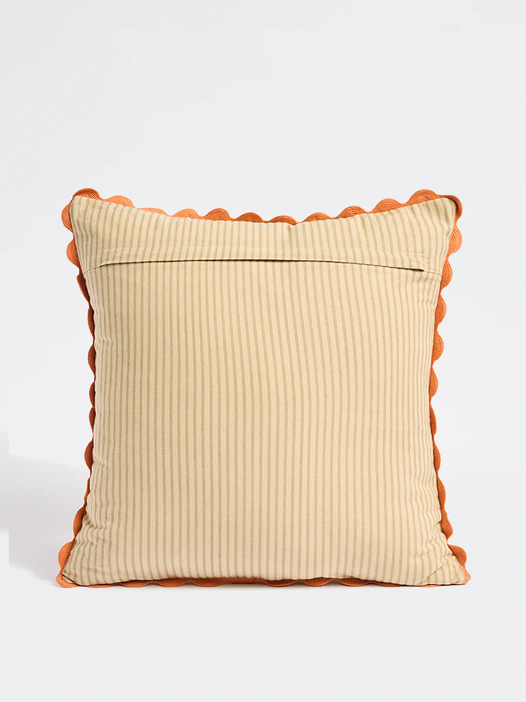 Westside Home Orange Floral Embroidered Cushion Cover - Image 2