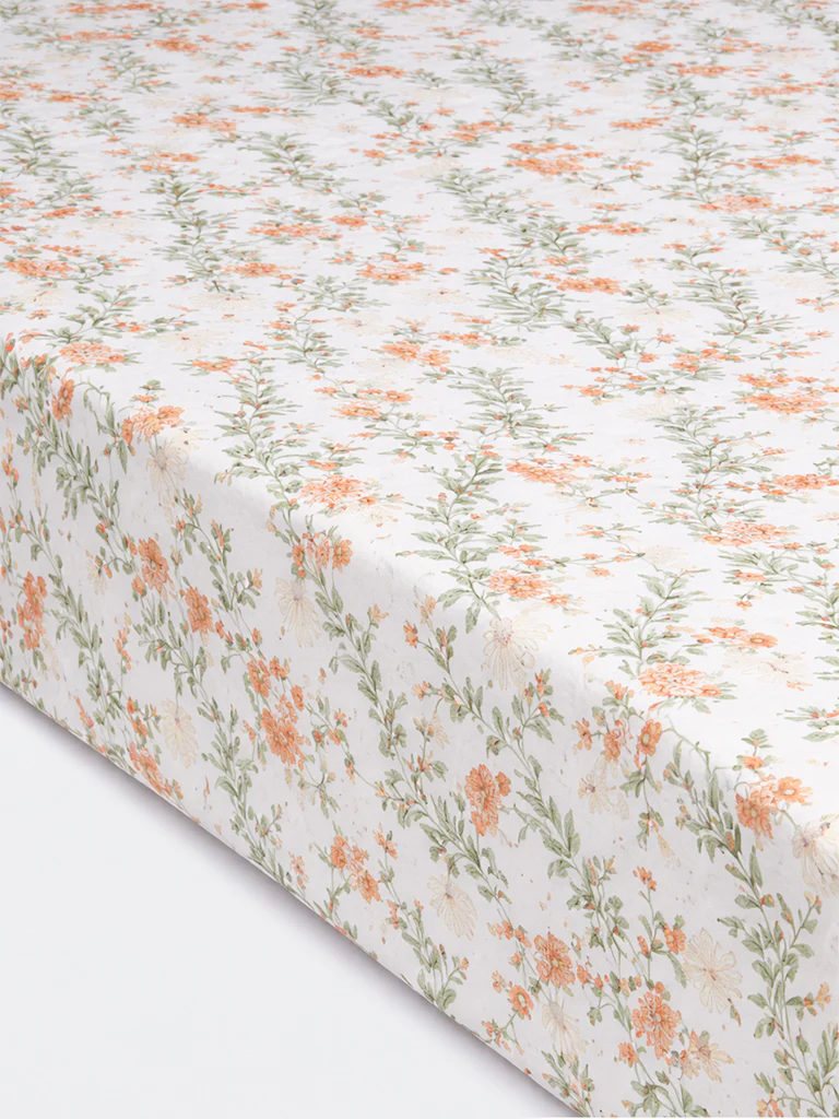 Westside Home Orange Foliage Pattern King Bed Sheet Set - Image 2