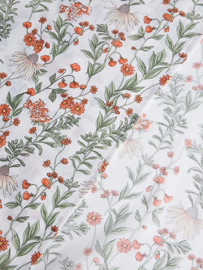 Westside Home Orange Foliage Pattern Queen Bed Sheet Set - Image 3